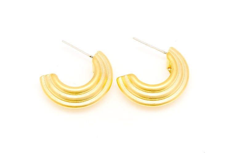 CH5096-Matt Gold Plated (1pairs)-22mm Half Circle Earrings-Daily Earrings-Silver Post, [PRODUCT_SEARCH_KEYWORD], JEWELFINGER-INBEAD, [CURRENT_CATE_NAME]