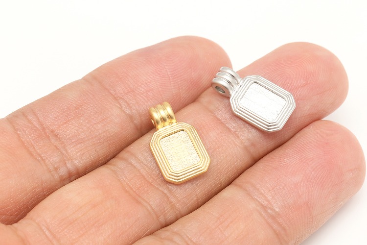 K641-Matt Gold Plated&amp;Matt Rhodium Plated-(2pcs)-Antique Style Rectangle Charms 17*10mm Frame Pendant Necklace Making Supply Color Option, [PRODUCT_SEARCH_KEYWORD], JEWELFINGER-INBEAD, [CURRENT_CATE_NAME]