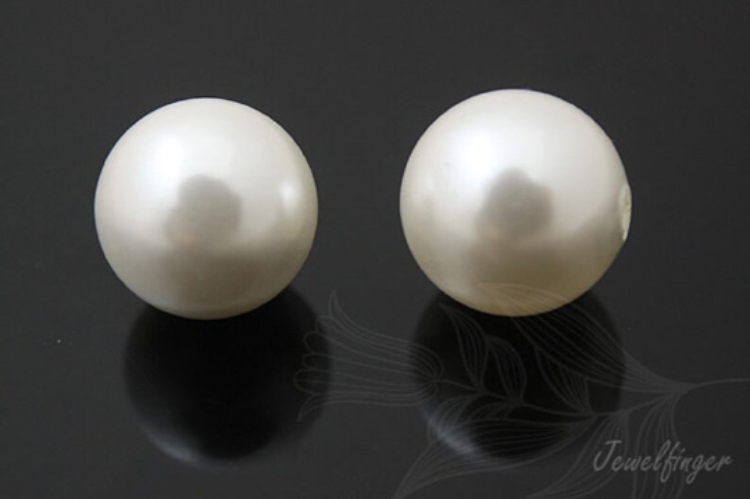 E465-Half-drilled-Shell Pearl-(2pcs)-10mm Half-drilled-Pearl coated on Shell based -Wholesale Pearl, [PRODUCT_SEARCH_KEYWORD], JEWELFINGER-INBEAD, [CURRENT_CATE_NAME]