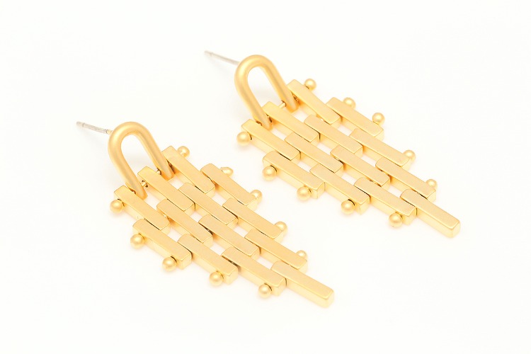CH5097-Matt Gold Plated (1pairs)-39*17mm Unique Earrings-Chandelier Earrings-Silver Post, [PRODUCT_SEARCH_KEYWORD], JEWELFINGER-INBEAD, [CURRENT_CATE_NAME]
