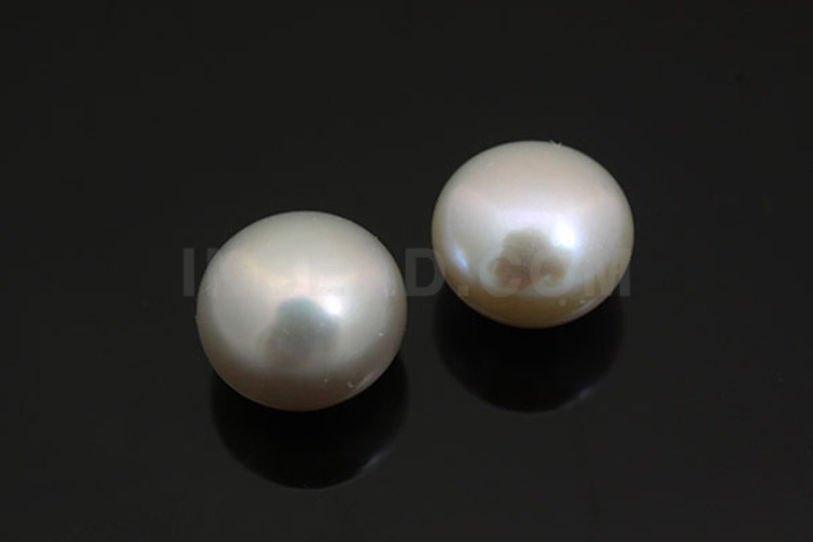 E446-Half-drilled-Freshwater Pearl-(2pcs)-9mm Half Drilled Freshwater Pearl-Natural Pearls-Pearl Cabochons-Button Pearl-Silver Gray-Wholesale Pearl, [PRODUCT_SEARCH_KEYWORD], JEWELFINGER-INBEAD, [CURRENT_CATE_NAME]