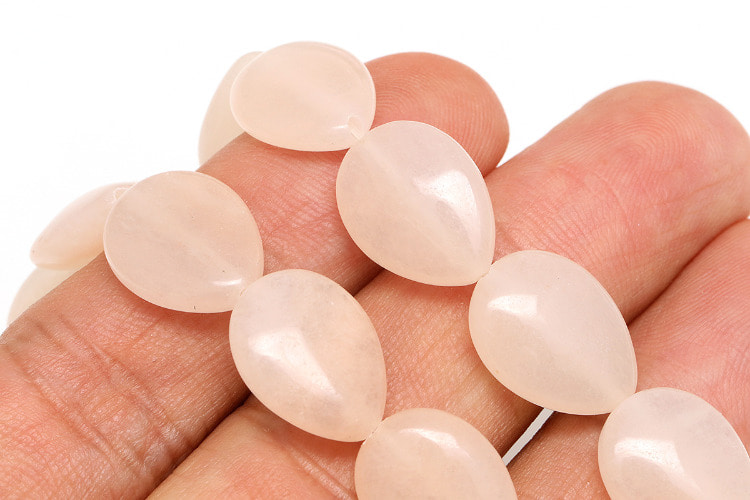 [W] G031-Peach Aventurine Flat Drop 12*16mm (1strand), [PRODUCT_SEARCH_KEYWORD], JEWELFINGER-INBEAD, [CURRENT_CATE_NAME]