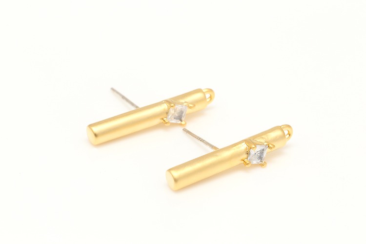 M046-Matt Gold Plated&amp;Matt Rhodium Plated-(1pairs)-22mm CZ Bar Earrings,Cubic Stud Earrings,Brass Earring Findings, Stud Earring Components,Silver Post,Color Option, [PRODUCT_SEARCH_KEYWORD], JEWELFINGER-INBEAD, [CURRENT_CATE_NAME]