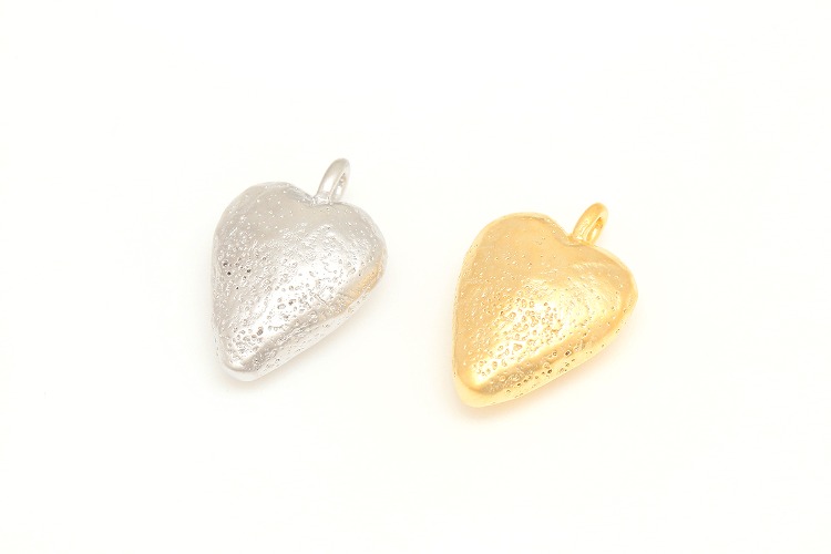M322-Matt Gold Plated&amp;Matt Rhodium Plated-(2pcs)-Heart Charms 17*11mm Heart Pendant,Necklace Earrings Making Supply, Color Option, [PRODUCT_SEARCH_KEYWORD], JEWELFINGER-INBEAD, [CURRENT_CATE_NAME]