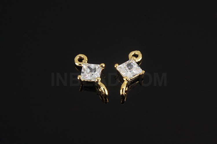 C1026-Gold Plated-(2pcs)-Tiny Cubic Connector-S-Wedding jewelry Connector-Wholesale Connectors, [PRODUCT_SEARCH_KEYWORD], JEWELFINGER-INBEAD, [CURRENT_CATE_NAME]