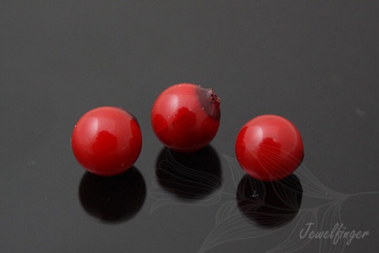 [W] H937-Half-drilled-Shell Pearl-(20pcs)-6mm Half drilled Shell Pearl-Red-Wholesale Pearl, [PRODUCT_SEARCH_KEYWORD], JEWELFINGER-INBEAD, [CURRENT_CATE_NAME]