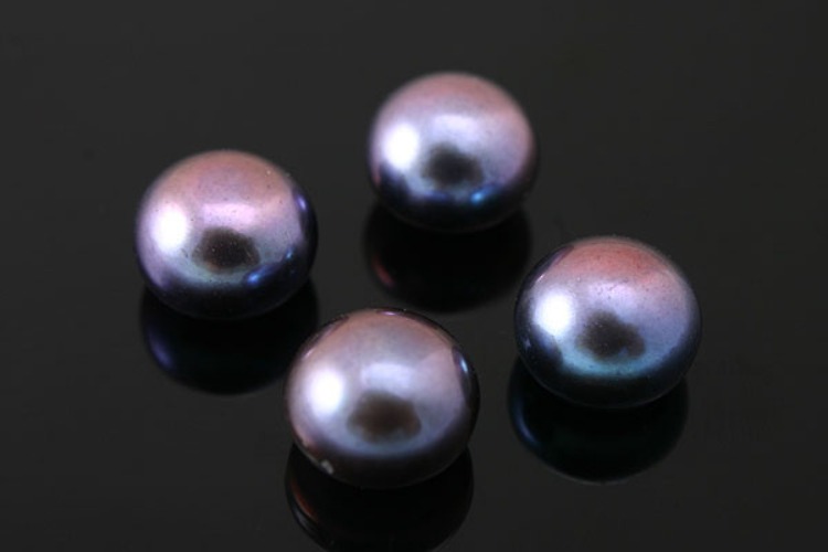 E447-Half-drilled-Freshwater Pearl-(2pcs)-7mm Half Drilled Freshwater Pearl-Natural Pearls-Pearl Cabochons-Button Pearl-Purple-Wholesale Pearl, [PRODUCT_SEARCH_KEYWORD], JEWELFINGER-INBEAD, [CURRENT_CATE_NAME]
