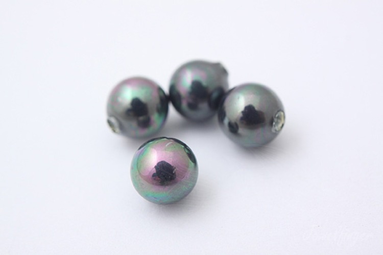 [W] E1000-Half-drilled-Shell Pearl-(20pcs)-6mm Half drilled Pearl coated on Shell based-Black Rainbow-Wholesale Pearl, [PRODUCT_SEARCH_KEYWORD], JEWELFINGER-INBEAD, [CURRENT_CATE_NAME]