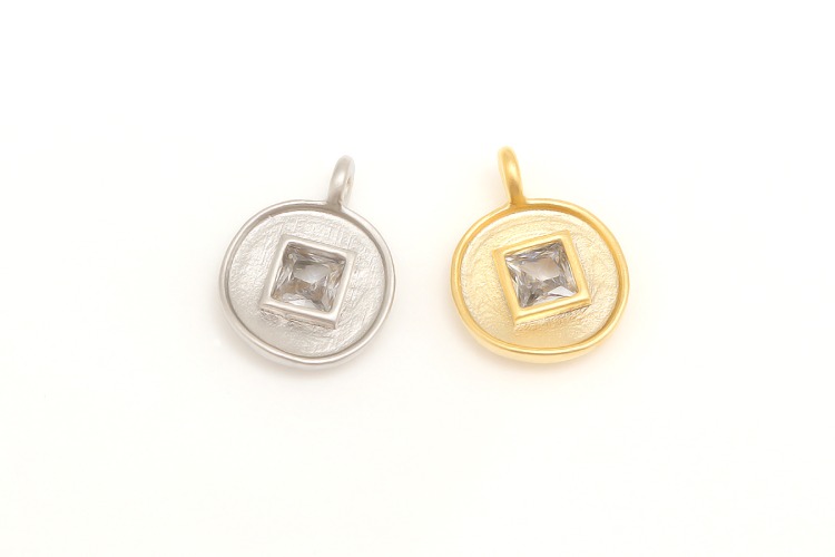 [W] H1035-Matt Gold Plated&amp;Matt Rhodium Plated-(20pcs)-Tiny Coin Square Cubic Charms-1Hole CZ Dangle Charm-Color Option, [PRODUCT_SEARCH_KEYWORD], JEWELFINGER-INBEAD, [CURRENT_CATE_NAME]