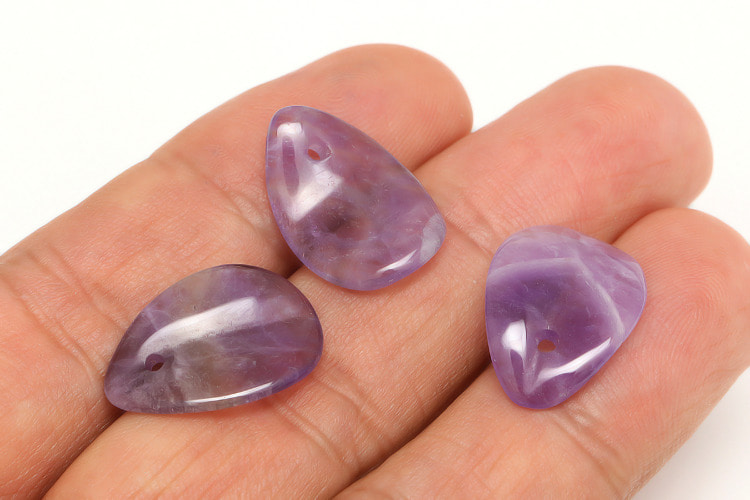 G030- Natural Amethyst Leaf Pendant (2pcs), [PRODUCT_SEARCH_KEYWORD], JEWELFINGER-INBEAD, [CURRENT_CATE_NAME]