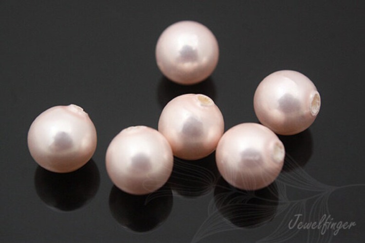 E842-Half-drilled-Shell Pearl-(2pcs)-6mm Half drilled Pearl coated on Shell based-Light Pink-Wholesale Pearl, [PRODUCT_SEARCH_KEYWORD], JEWELFINGER-INBEAD, [CURRENT_CATE_NAME]