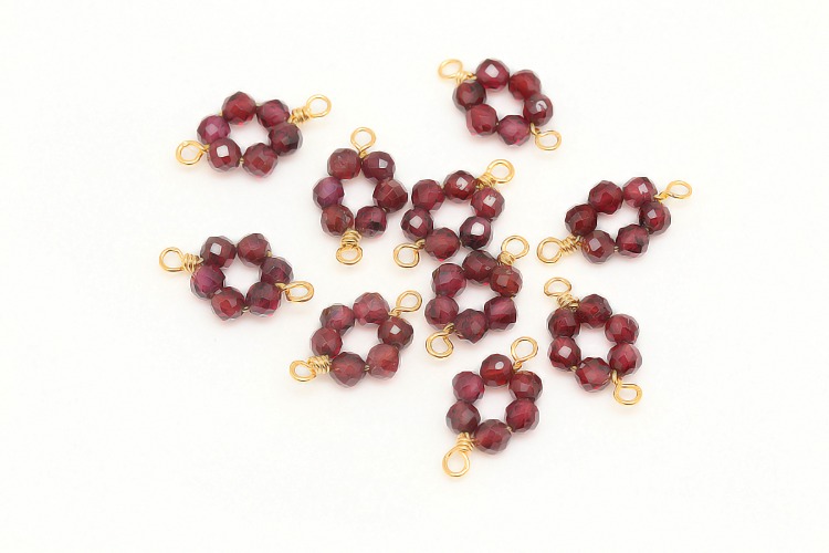 [W] K539-Gold Plated-(10pcs)-15*10mm-Garnet Flower Pendant, [PRODUCT_SEARCH_KEYWORD], JEWELFINGER-INBEAD, [CURRENT_CATE_NAME]