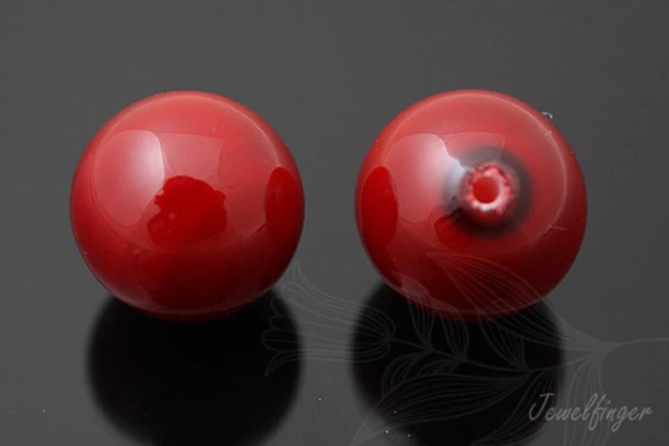 H958-Half-drilled-Shell Pearl-(2pcs)-12mm Half drilled Shell Pearl-Red-Wholesale Pearl, [PRODUCT_SEARCH_KEYWORD], JEWELFINGER-INBEAD, [CURRENT_CATE_NAME]