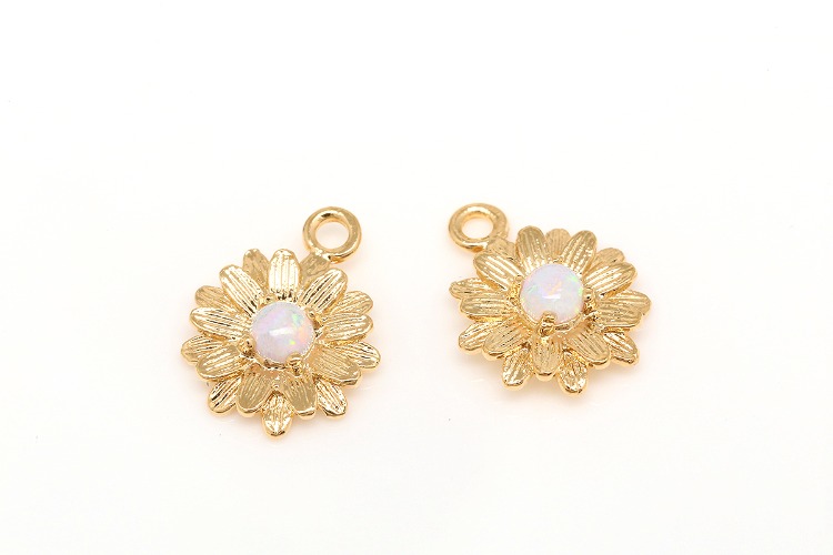 K863-Gold Plated-(2pcs)-9*11.5mm Opal Flower Charms-Tiny Sunflower Pendant-Wholesale Charms, [PRODUCT_SEARCH_KEYWORD], JEWELFINGER-INBEAD, [CURRENT_CATE_NAME]