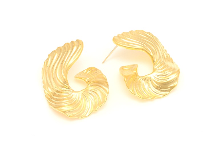 CH2090-Matt Gold Plated (1pairs)-20*24mm Unique Big Earrings-Silver Post, [PRODUCT_SEARCH_KEYWORD], JEWELFINGER-INBEAD, [CURRENT_CATE_NAME]