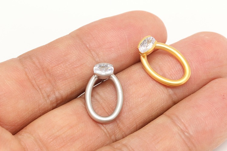S067-Matt Gold Plated&amp;Matt Rhodium Plated-(1pairs)-12*17.5mm Oval CZ  Earrings, Cubic Stud Earrings,Brass Earring Findings, Special CZ Earring ,Silver Post,Color Option, [PRODUCT_SEARCH_KEYWORD], JEWELFINGER-INBEAD, [CURRENT_CATE_NAME]