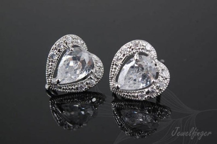 [W] H546-Rhodium Plated (10pairs)-CZ Heart Stud Earrings-Tiny Heart Post Earrings, [PRODUCT_SEARCH_KEYWORD], JEWELFINGER-INBEAD, [CURRENT_CATE_NAME]