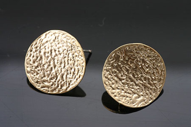 [W] H487-Matt Gold Plated (10pairs)-Coin Stud Earrings-Circle Post Earrings-Hammered Earring, [PRODUCT_SEARCH_KEYWORD], JEWELFINGER-INBEAD, [CURRENT_CATE_NAME]