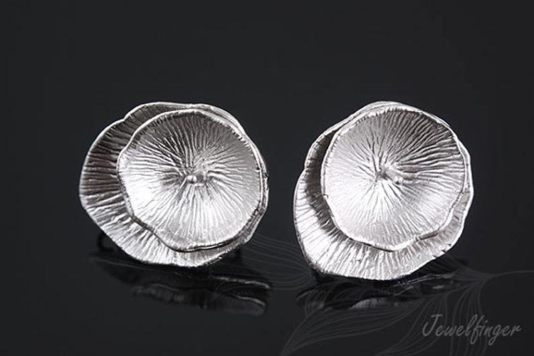 [W] B271-Matt Rhodium plated (10pairs)-Lotus Leaf Stud Earrings -Lotus Leaf Earrings Post-For Half Drilled Beads Earring, [PRODUCT_SEARCH_KEYWORD], JEWELFINGER-INBEAD, [CURRENT_CATE_NAME]