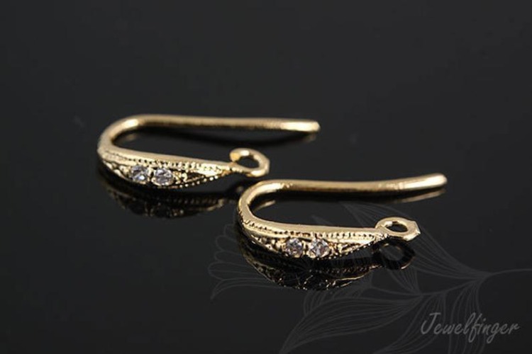 [W] H535-Gold Plated (20pairs)-CZ hook earring-Ear Hook-Nickel free, [PRODUCT_SEARCH_KEYWORD], JEWELFINGER-INBEAD, [CURRENT_CATE_NAME]