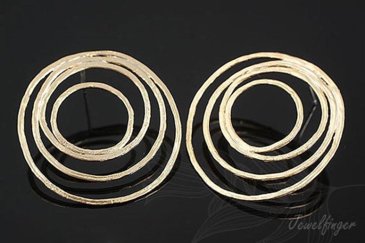 [W] H481-Matt Gold Plated (10pairs)-Multi Circle Stud Earrings -Line Earrings Post, [PRODUCT_SEARCH_KEYWORD], JEWELFINGER-INBEAD, [CURRENT_CATE_NAME]