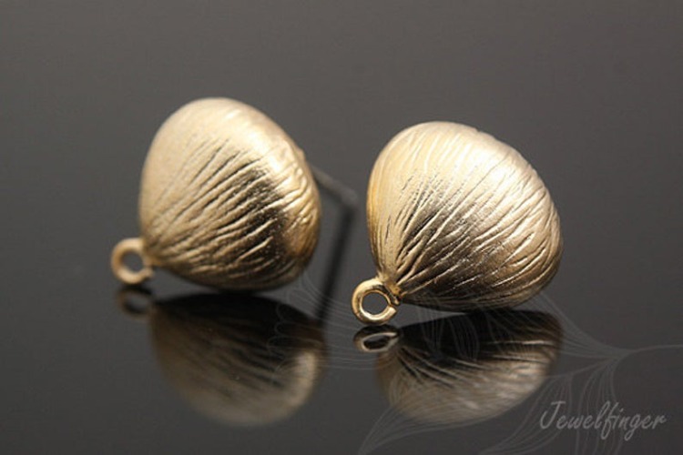 H605-Matt Gold Plated (1pairs)-Shell Stud Earrings-Clam Post Earrings-Silver post, [PRODUCT_SEARCH_KEYWORD], JEWELFINGER-INBEAD, [CURRENT_CATE_NAME]