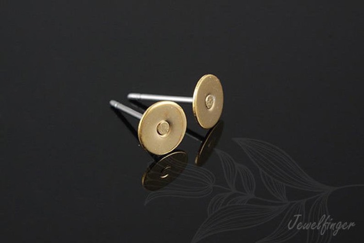 [W] B066-Gold Plated (40pairs)-Over Brass 6mm Flat Pad with Ni Free Post-Flat Pad Ear Post, [PRODUCT_SEARCH_KEYWORD], JEWELFINGER-INBEAD, [CURRENT_CATE_NAME]