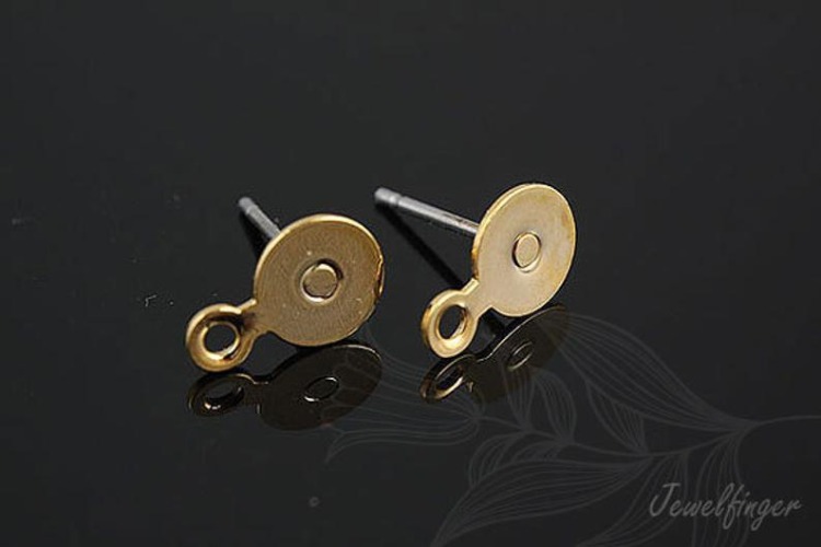 [W] B202-Gold Plated (60pairs)-Over Brass 6mm Flat Pad with Ni Free Post-Flat Pad Ear Post, [PRODUCT_SEARCH_KEYWORD], JEWELFINGER-INBEAD, [CURRENT_CATE_NAME]