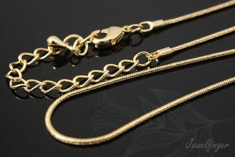 [W] B214- 1mm Snake Chain 42cm+5cm-Gold Plated- Ready made neckalce (20pcs), [PRODUCT_SEARCH_KEYWORD], JEWELFINGER-INBEAD, [CURRENT_CATE_NAME]
