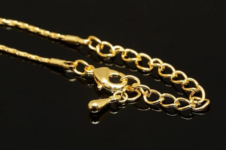 B174-1mm 245 PNR Chain 46+5cm-Gold Plated- Ready made neckalce (1piece), [PRODUCT_SEARCH_KEYWORD], JEWELFINGER-INBEAD, [CURRENT_CATE_NAME]