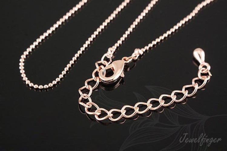 [W] B697-1mm Cutting Ball Chain 47cm-Pink Gold Plated Ready Made Neckalce (20pcs), [PRODUCT_SEARCH_KEYWORD], JEWELFINGER-INBEAD, [CURRENT_CATE_NAME]