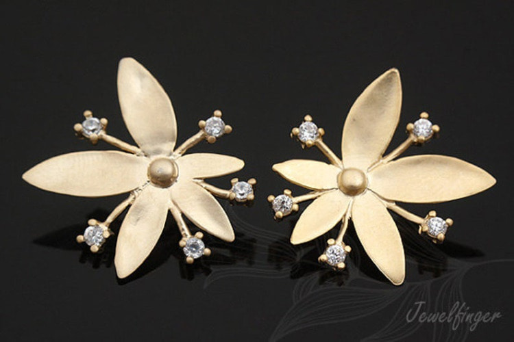 H480-Matt Gold Plated (1pairs)-Cubic Flower Stud Earrings-Flower Post Earrings, [PRODUCT_SEARCH_KEYWORD], JEWELFINGER-INBEAD, [CURRENT_CATE_NAME]