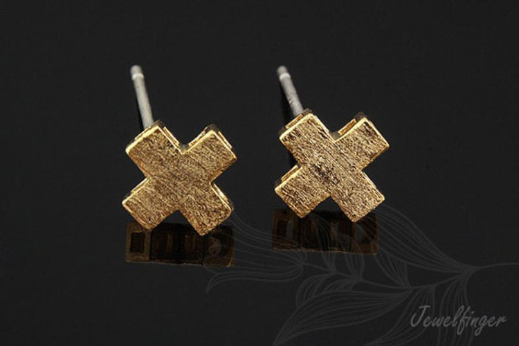 H060-Gold Plated (1pairs)-Cross Stud Earrings-Tiny Cross Post Earrings, [PRODUCT_SEARCH_KEYWORD], JEWELFINGER-INBEAD, [CURRENT_CATE_NAME]