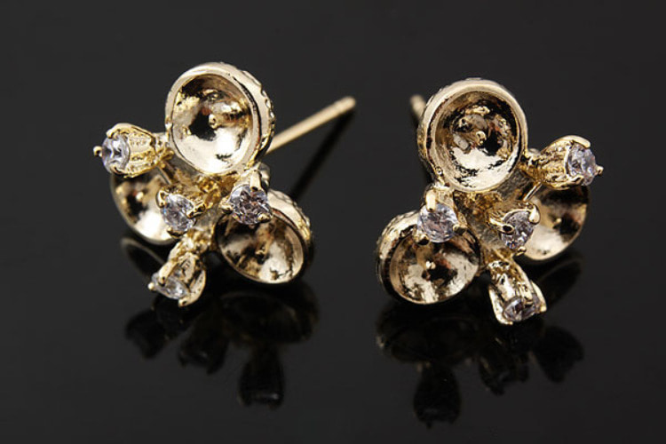H453-Gold Plated (1pairs)-Cubic Stud Earrings-CZ Post Earrings, [PRODUCT_SEARCH_KEYWORD], JEWELFINGER-INBEAD, [CURRENT_CATE_NAME]