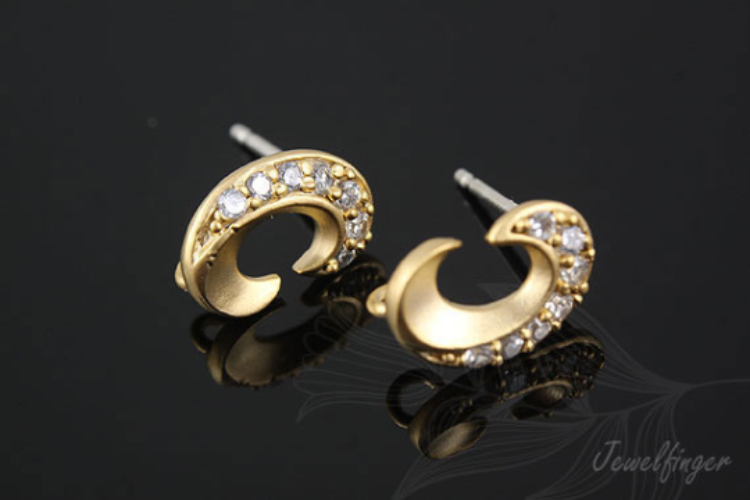 H073-Matt Gold Plated (1pairs)-CZ Earrings-CZ Stud Earrings-CZ Post Earrings, [PRODUCT_SEARCH_KEYWORD], JEWELFINGER-INBEAD, [CURRENT_CATE_NAME]