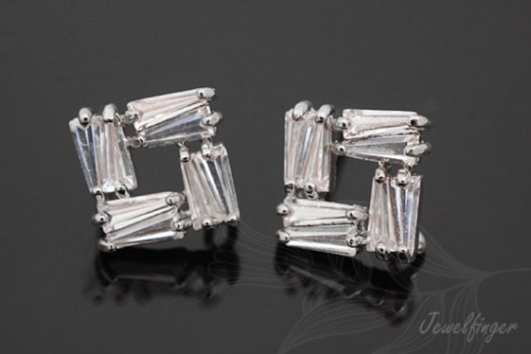 [W] H565-Rhodium Plated (10pairs)-Cubic Stud Earrings-CZ Post Earrings, [PRODUCT_SEARCH_KEYWORD], JEWELFINGER-INBEAD, [CURRENT_CATE_NAME]