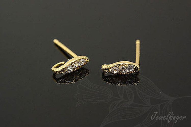 H384-Gold Plated (1pairs)-CZ Stud Earrings-Dainty CZ Post Earrings-Bridal Earrings, [PRODUCT_SEARCH_KEYWORD], JEWELFINGER-INBEAD, [CURRENT_CATE_NAME]
