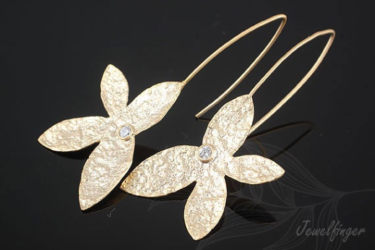 B260-Matt Gold Plated (1pairs)-Flower Hook Earring, [PRODUCT_SEARCH_KEYWORD], JEWELFINGER-INBEAD, [CURRENT_CATE_NAME]