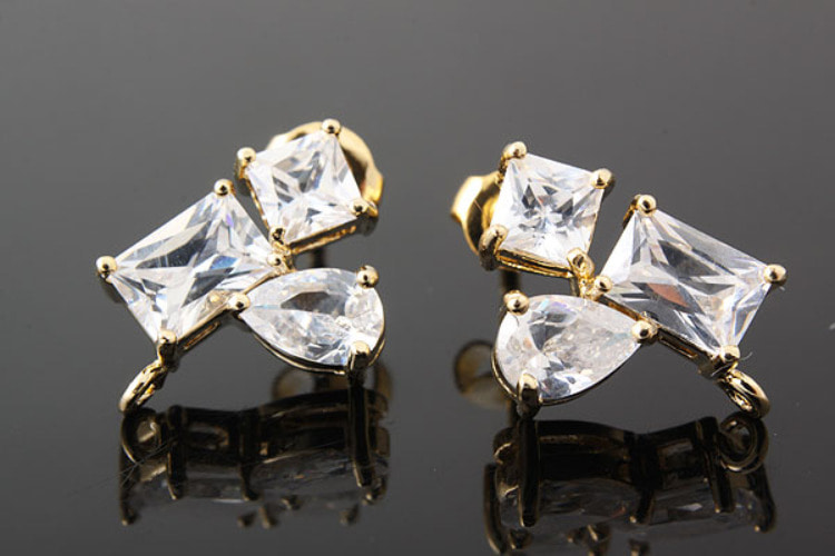 H158-Gold Plated (1pairs)-Cubic Stud Earrings-CZ Earrings, [PRODUCT_SEARCH_KEYWORD], JEWELFINGER-INBEAD, [CURRENT_CATE_NAME]