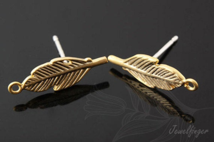 H061-Matt Gold Plated (1pairs)-Leaf Stud Earrings-Leaf Earrings, [PRODUCT_SEARCH_KEYWORD], JEWELFINGER-INBEAD, [CURRENT_CATE_NAME]