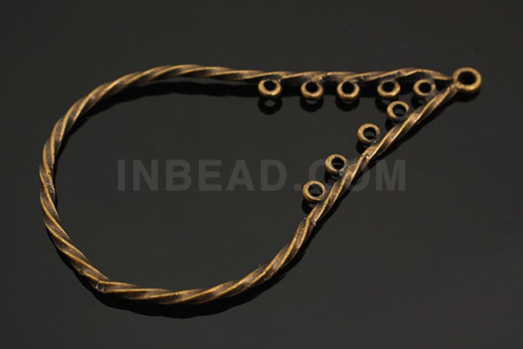 B330 - Antique brass plated Twist drop 9+1 Hall4 Pendant (4 pcs), [PRODUCT_SEARCH_KEYWORD], JEWELFINGER-INBEAD, [CURRENT_CATE_NAME]