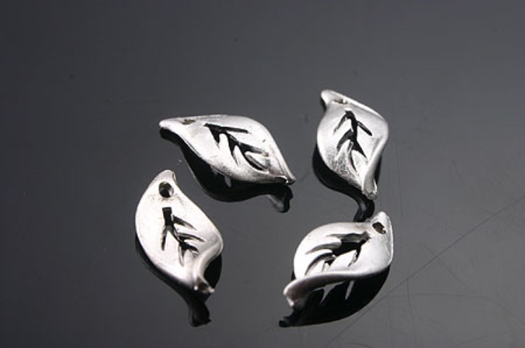 H694-Small leaf charm-Matt Rhodium plated (4pcs), [PRODUCT_SEARCH_KEYWORD], JEWELFINGER-INBEAD, [CURRENT_CATE_NAME]