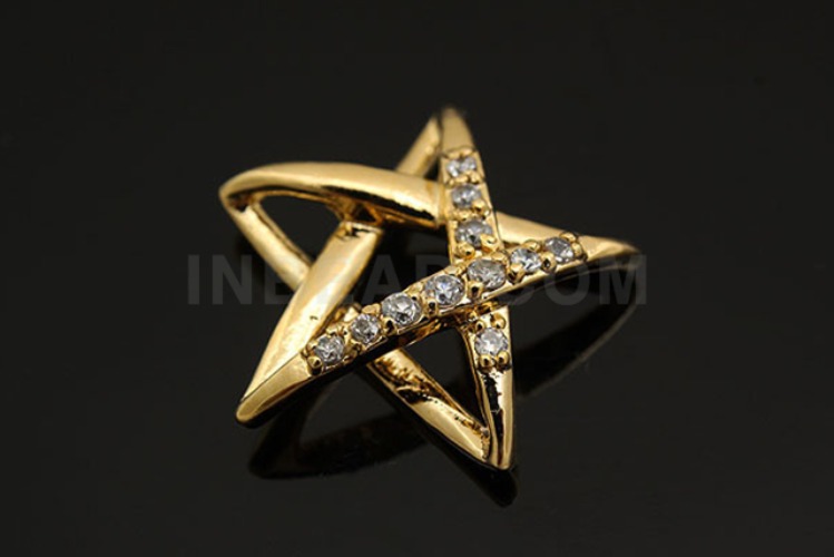 H743-Gold plated Cubic set on Star Pendant (1piece), [PRODUCT_SEARCH_KEYWORD], JEWELFINGER-INBEAD, [CURRENT_CATE_NAME]