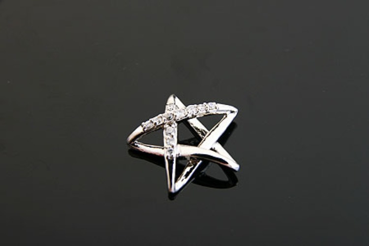 H630-Rhodium plated Cubic set on Star Pendant (2 pcs), [PRODUCT_SEARCH_KEYWORD], JEWELFINGER-INBEAD, [CURRENT_CATE_NAME]