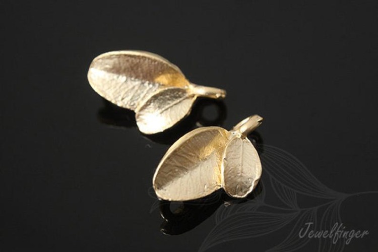 H789-Matt gold plated Twin leaves (2 pcs), [PRODUCT_SEARCH_KEYWORD], JEWELFINGER-INBEAD, [CURRENT_CATE_NAME]