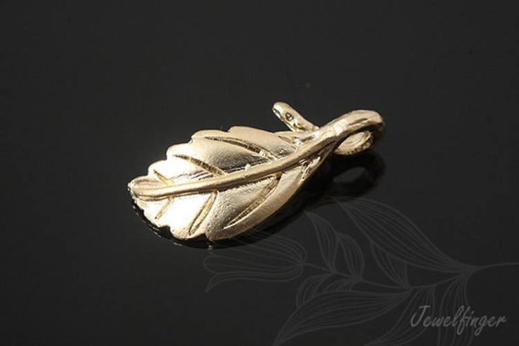 H333-Matt Gold plated Leaf Pendant (2 pcs), [PRODUCT_SEARCH_KEYWORD], JEWELFINGER-INBEAD, [CURRENT_CATE_NAME]
