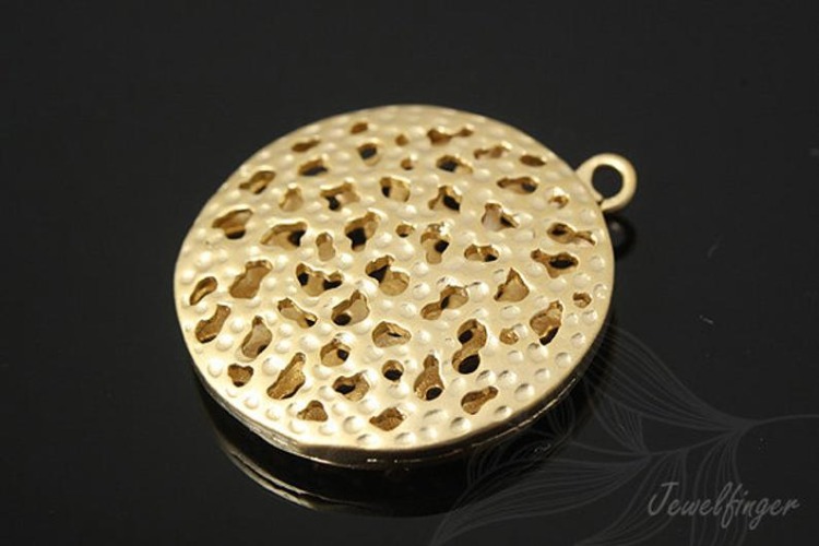 H333-Matt Gold plated Cookie Texture Pendant (2 pcs), [PRODUCT_SEARCH_KEYWORD], JEWELFINGER-INBEAD, [CURRENT_CATE_NAME]