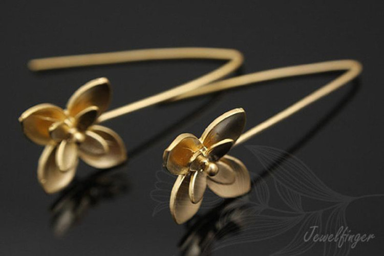 M647-Matt Gold Plated (1pairs)-Flower Ear Hook-Daisy Earrings, [PRODUCT_SEARCH_KEYWORD], JEWELFINGER-INBEAD, [CURRENT_CATE_NAME]