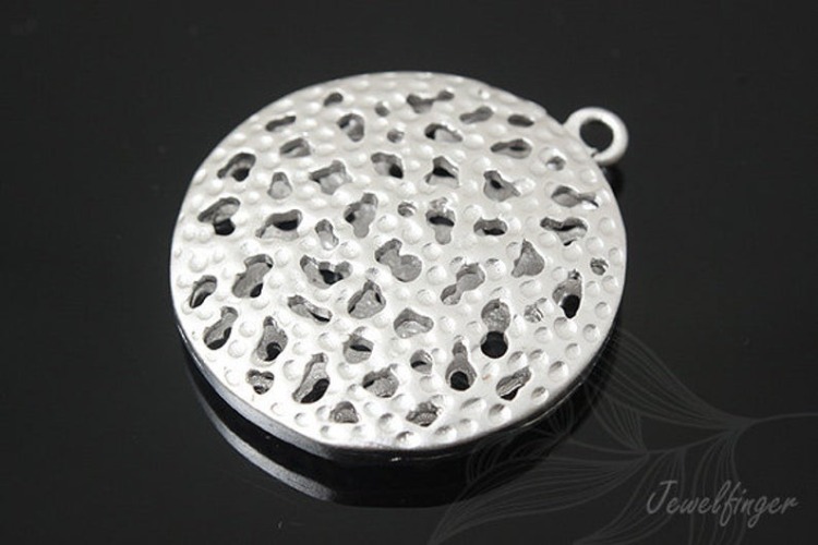 H332-Matt Rhodium plated Cookie Texture Pendant (2 pcs), [PRODUCT_SEARCH_KEYWORD], JEWELFINGER-INBEAD, [CURRENT_CATE_NAME]