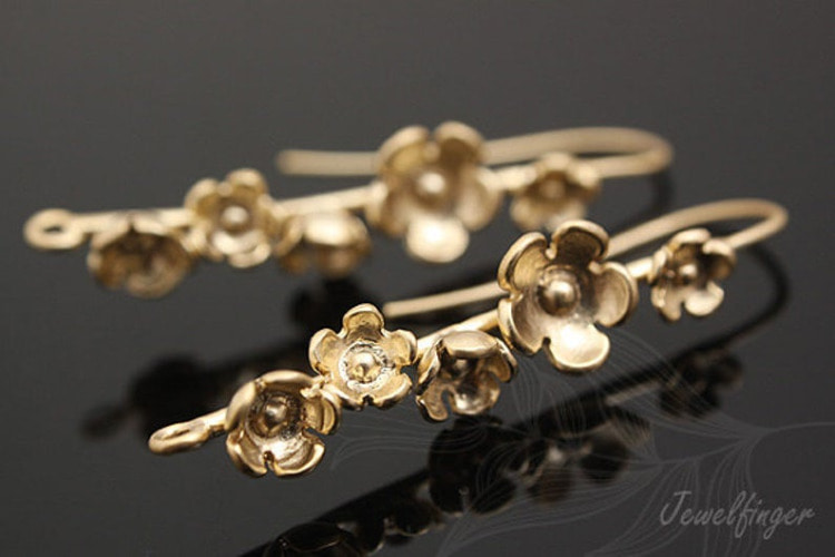 H1061-Matt Gold Plated (1pairs)-Flower Ear Hook, [PRODUCT_SEARCH_KEYWORD], JEWELFINGER-INBEAD, [CURRENT_CATE_NAME]